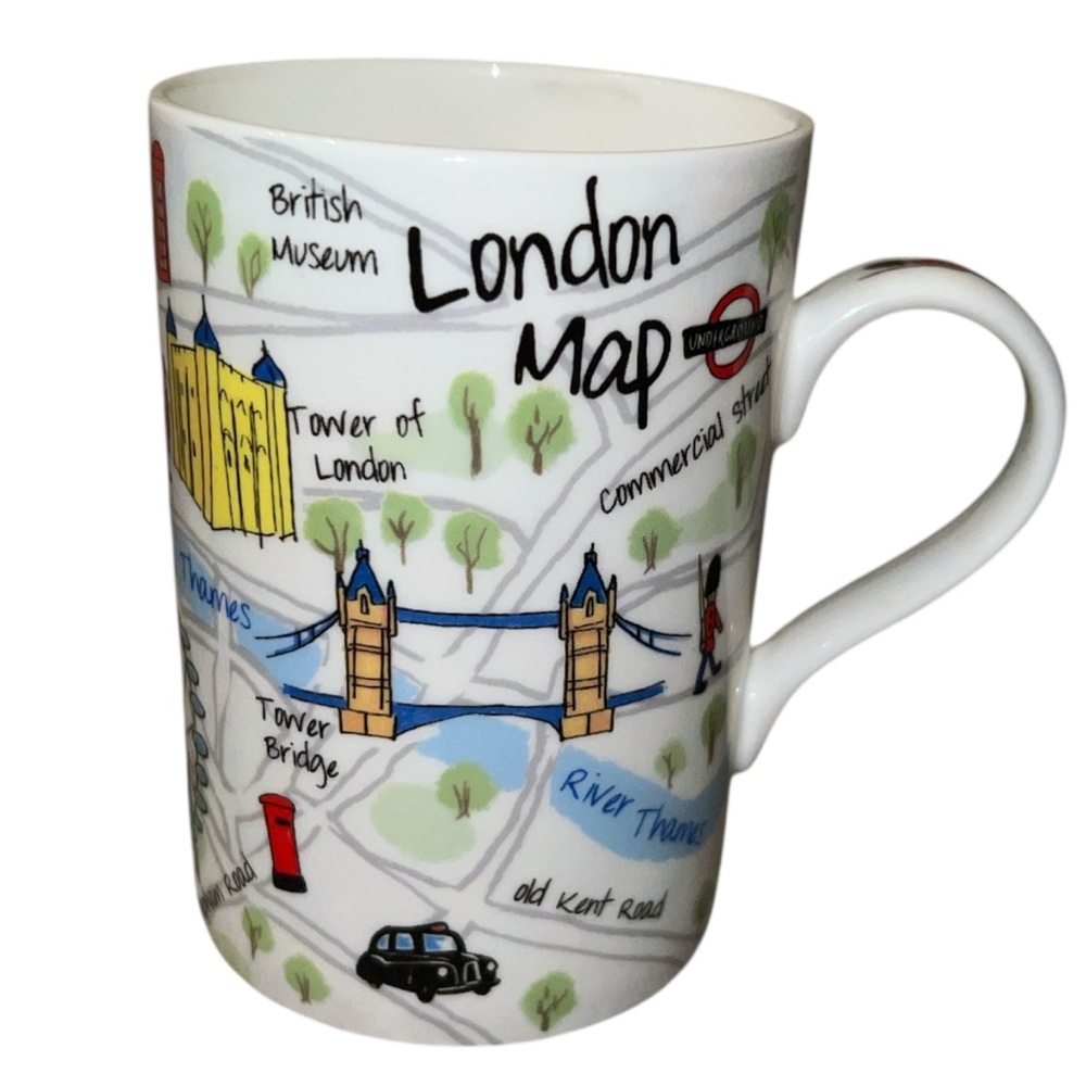 James Sadler London Map Mug London St Paul’s Cathedral Beefeater Tower 10 oz cup